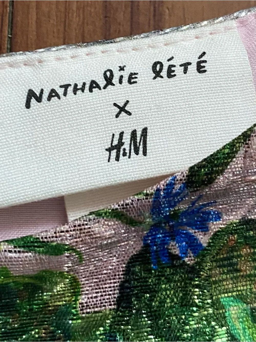 Nathalie Lété x H&M Jacquard Weave Metallic Shimmer Dress Girls 5/6 Cats Rabbits